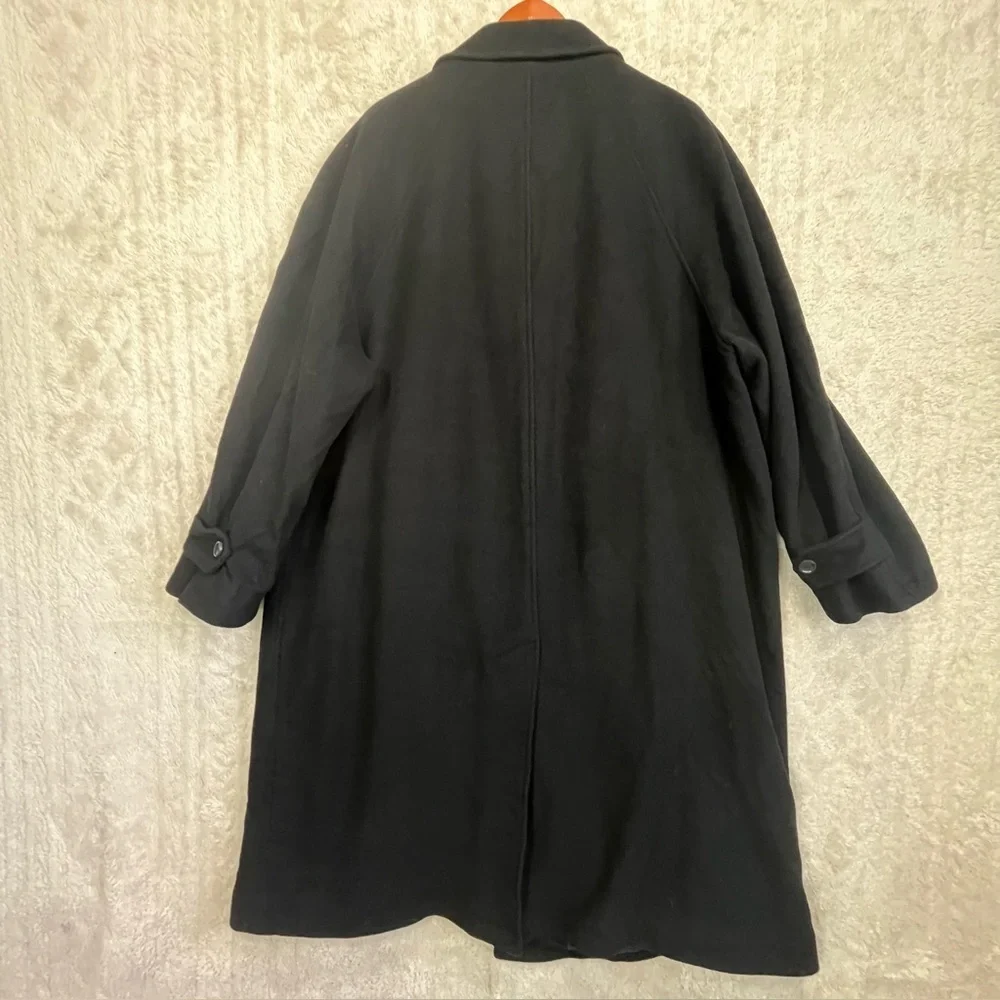 Nautica Men's Black Wool Cashmere Long Dress Coat Sz 46R Sport Classic Career